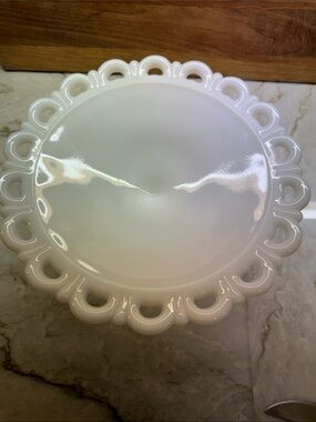 White Milk Glass Antique Anchor Hocking Old Colony Scalloped Centerpiece